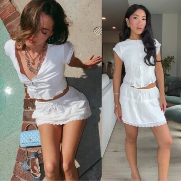 Reformation Dresses & Skirts - NEW Reformation Valetta Two Piece Matching Skirt Set in White | US 4 UK 8